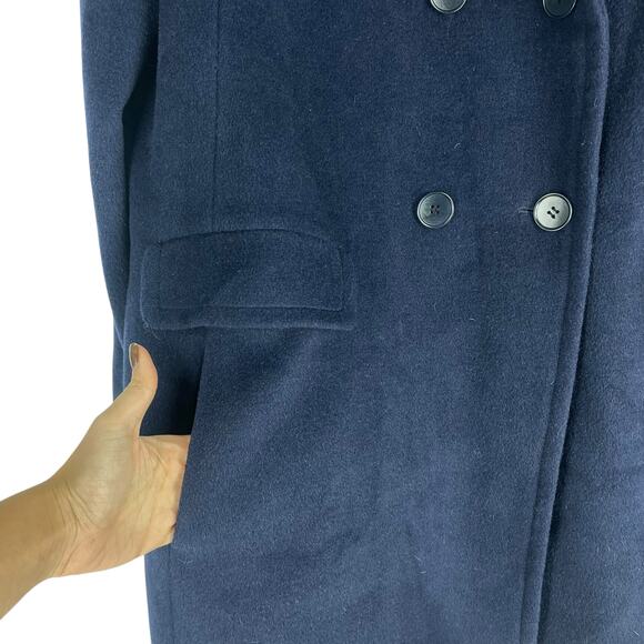 Talbots Funnel Neck Wool Alpaca Blend Double Breasted Coat Blue Size 16 - Picture 6 of 10